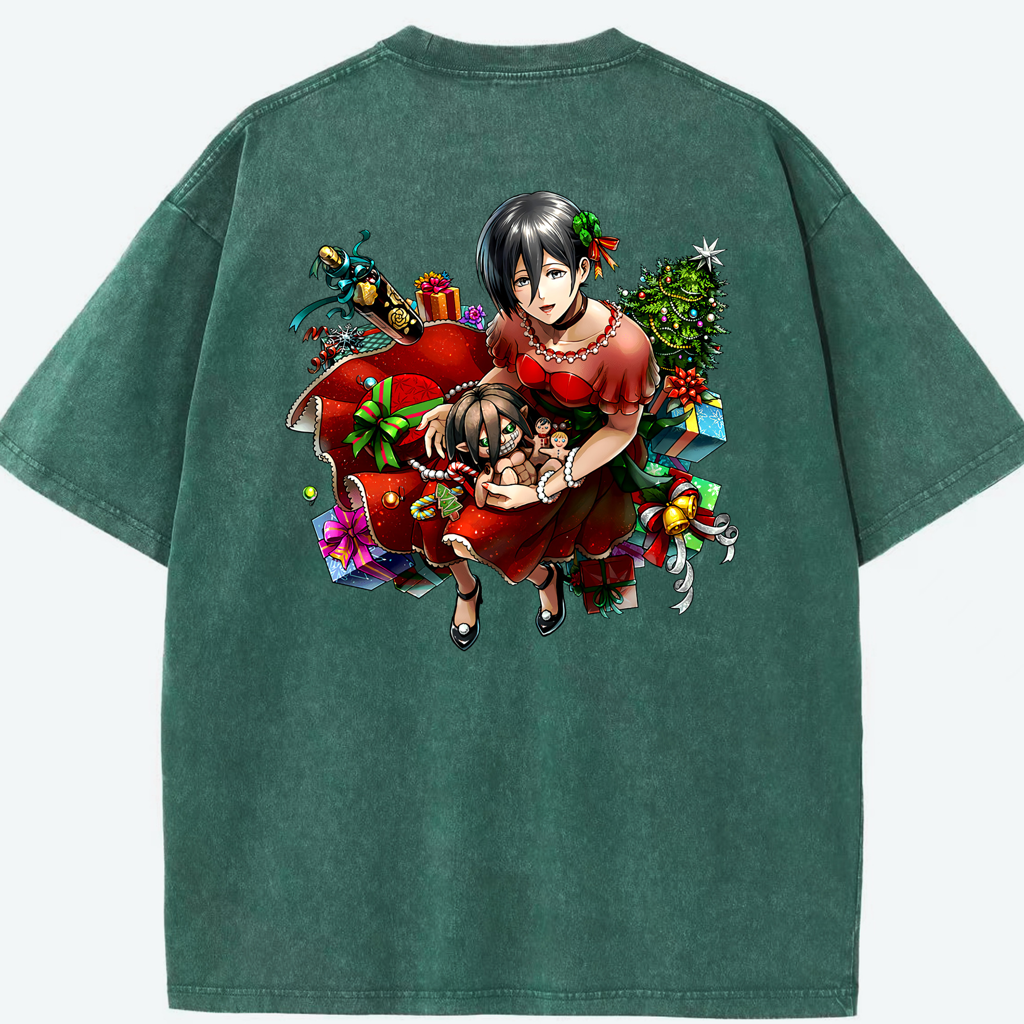 （画像用） 進撃の巨人 ミカサ·アッカーマン Attack on Titan Mikasa Ackerman 綿100% ヴィンテージ風 半袖Tシャツ（背面プリント）